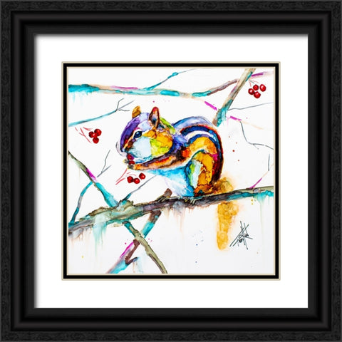 Chipmunk Cheeks Black Ornate Wood Framed Art Print with Double Matting by Art by Leslie Franklin