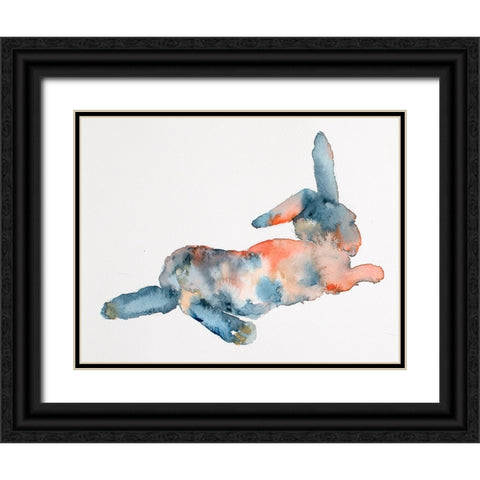 Color Trend Bunny Black Ornate Wood Framed Art Print with Double Matting by Art by Leslie Franklin