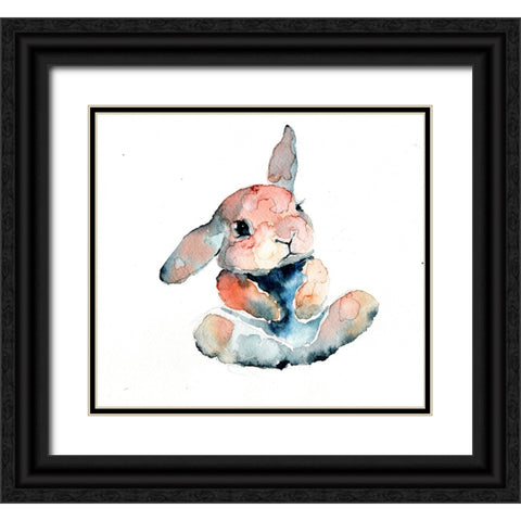 Color Trend sitting bunny Black Ornate Wood Framed Art Print with Double Matting by Art by Leslie Franklin