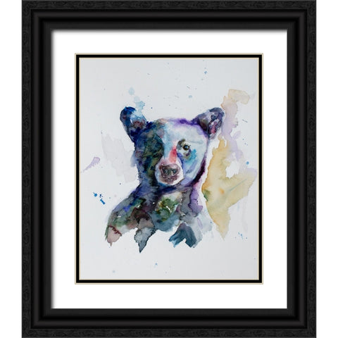 Black Bear Black Ornate Wood Framed Art Print with Double Matting by Art by Leslie Franklin