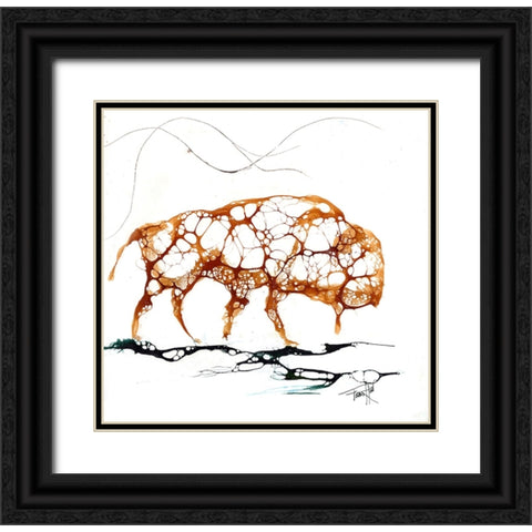 Cellular Bison Black Ornate Wood Framed Art Print with Double Matting by Art by Leslie Franklin