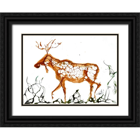 Cellular Moose Black Ornate Wood Framed Art Print with Double Matting by Art by Leslie Franklin