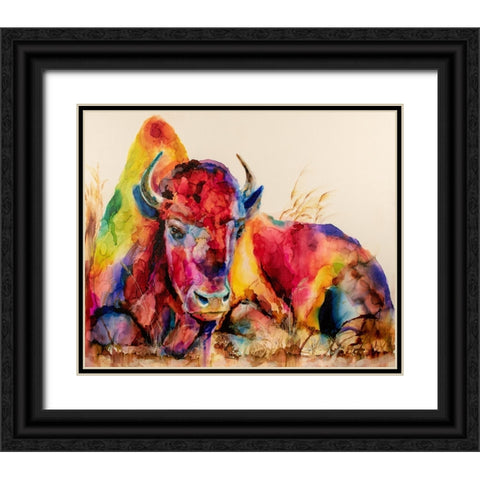 Herd It Was Naptime Black Ornate Wood Framed Art Print with Double Matting by Art by Leslie Franklin