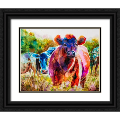 Love Is A Cattlefield Black Ornate Wood Framed Art Print with Double Matting by Art by Leslie Franklin