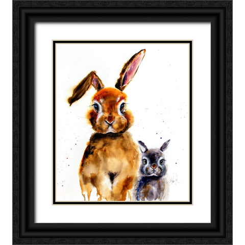 Nursery Bunnies Black Ornate Wood Framed Art Print with Double Matting by Art by Leslie Franklin
