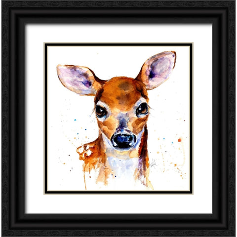 Nursery Fawn Black Ornate Wood Framed Art Print with Double Matting by Art by Leslie Franklin