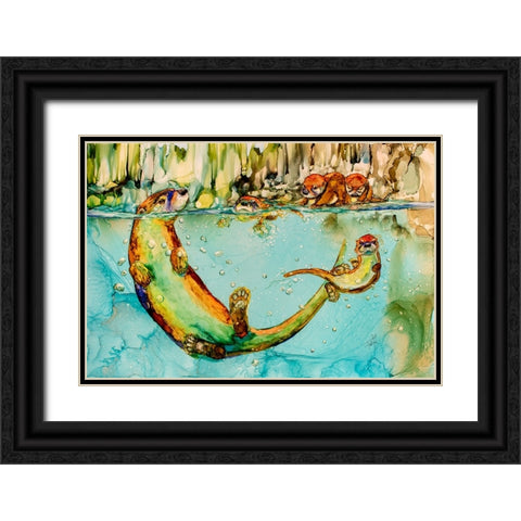 Some Are Braver Than Otters Black Ornate Wood Framed Art Print with Double Matting by Art by Leslie Franklin