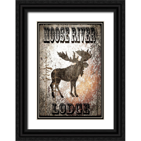 Lodge Moose River Lodge Black Ornate Wood Framed Art Print with Double Matting by LightBoxJournal