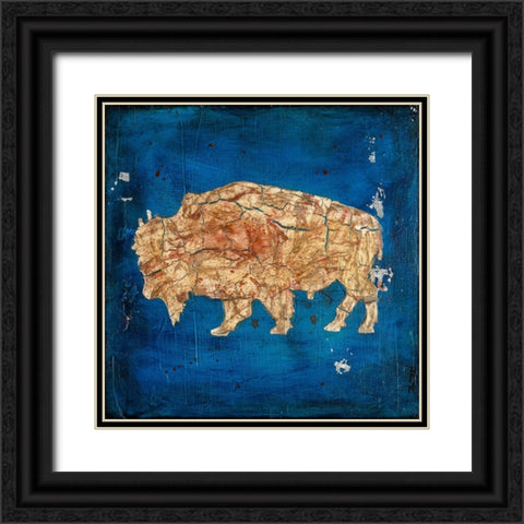 Lodge Pole Pine Bison Black Ornate Wood Framed Art Print with Double Matting by LightBoxJournal
