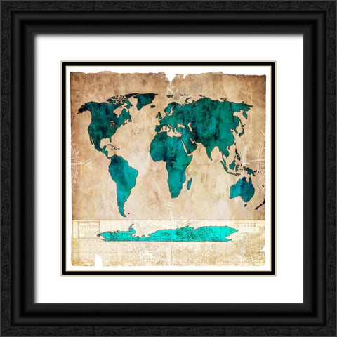 Sea Map I Black Ornate Wood Framed Art Print with Double Matting by LightBoxJournal
