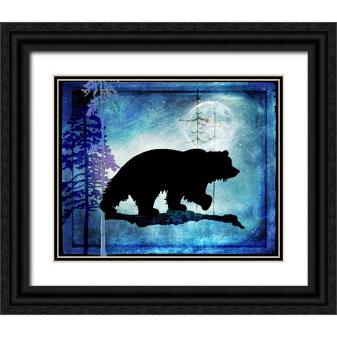 Midnight Bear Black Ornate Wood Framed Art Print with Double Matting by LightBoxJournal