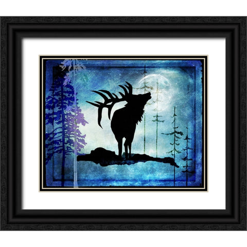 Midnight Elk Black Ornate Wood Framed Art Print with Double Matting by LightBoxJournal