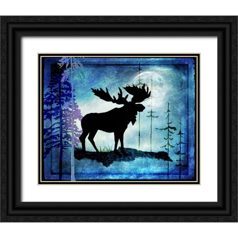 Midnight Moose Black Ornate Wood Framed Art Print with Double Matting by LightBoxJournal