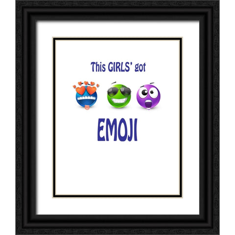 This Girls Got Emoji Black Ornate Wood Framed Art Print with Double Matting by LightBoxJournal