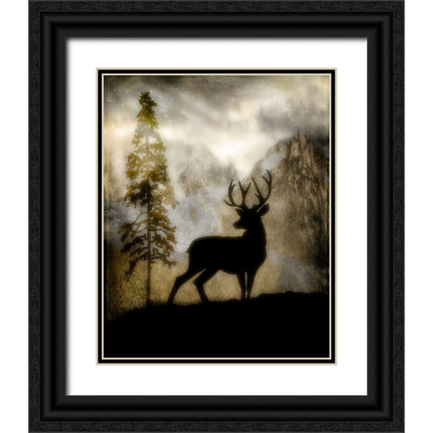 Mystic Deer Black Ornate Wood Framed Art Print with Double Matting by LightBoxJournal