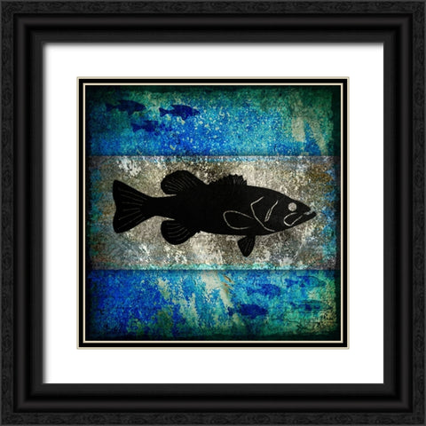Fishing Rules Bass Black Ornate Wood Framed Art Print with Double Matting by LightBoxJournal
