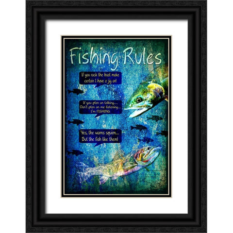 Fishing Rules Black Ornate Wood Framed Art Print with Double Matting by LightBoxJournal