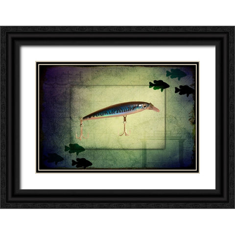 Fishing - Deep Blue Black Ornate Wood Framed Art Print with Double Matting by LightBoxJournal
