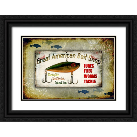 Fishing - Bait Shop Black Ornate Wood Framed Art Print with Double Matting by LightBoxJournal