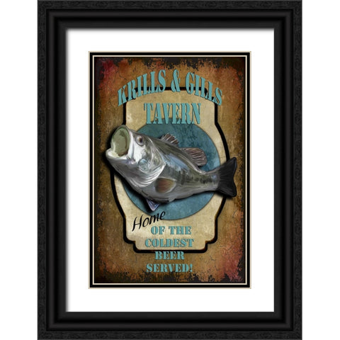 Krills And Gills Tavern Black Ornate Wood Framed Art Print with Double Matting by LightBoxJournal
