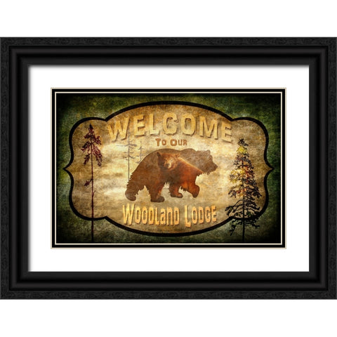 Welcome_Lodge Bear Black Ornate Wood Framed Art Print with Double Matting by LightBoxJournal