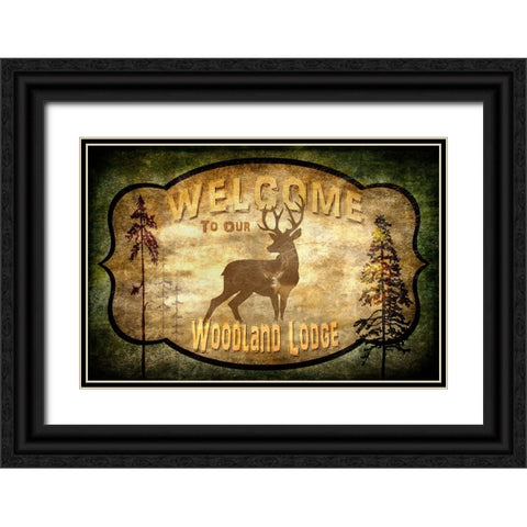 Welcome_Lodge Deer Black Ornate Wood Framed Art Print with Double Matting by LightBoxJournal