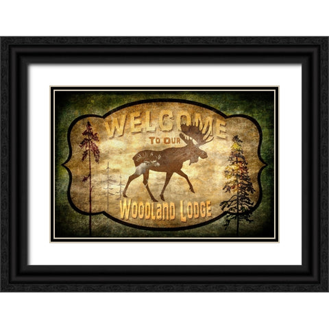 Welcome_Lodge Moose Black Ornate Wood Framed Art Print with Double Matting by LightBoxJournal