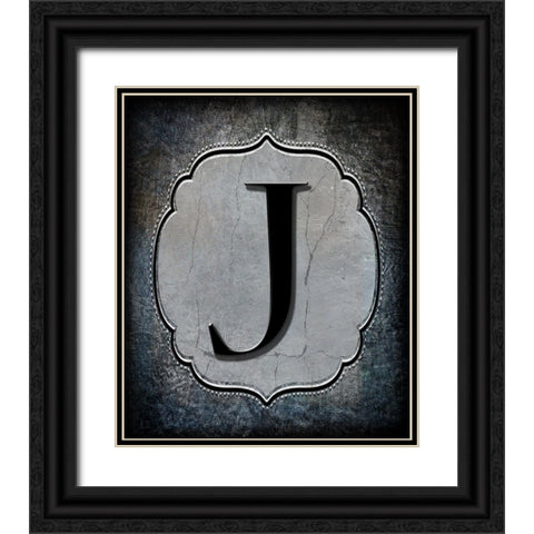 Letter J Black Ornate Wood Framed Art Print with Double Matting by LightBoxJournal