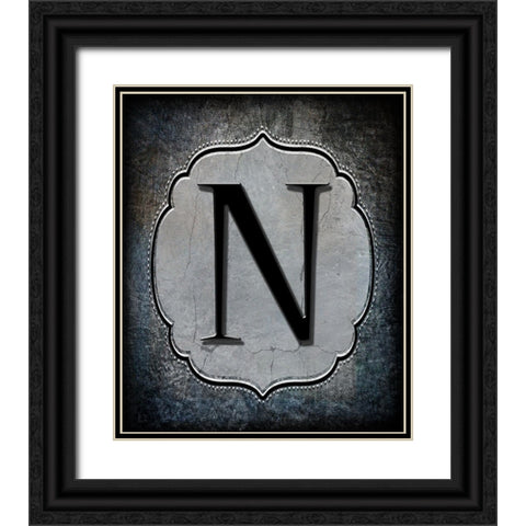 Letter N Black Ornate Wood Framed Art Print with Double Matting by LightBoxJournal