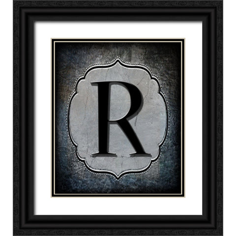 Letter R Black Ornate Wood Framed Art Print with Double Matting by LightBoxJournal