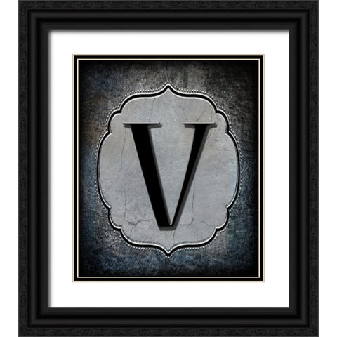 Letter V Black Ornate Wood Framed Art Print with Double Matting by LightBoxJournal