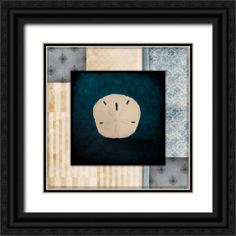 Blue Sea Sand Dollar Black Ornate Wood Framed Art Print with Double Matting by LightBoxJournal