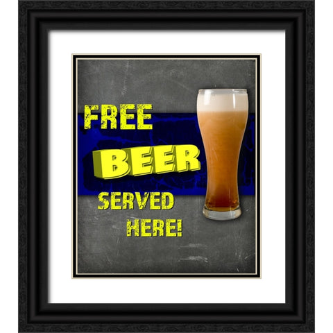 Dorm Room Pub Free Beer Black Ornate Wood Framed Art Print with Double Matting by LightBoxJournal