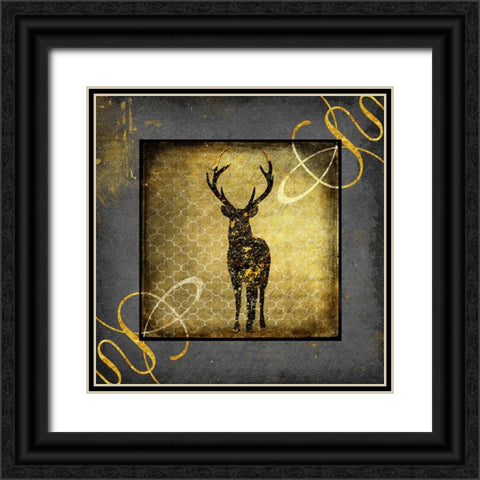 Black And Gold - Stag Black Ornate Wood Framed Art Print with Double Matting by LightBoxJournal