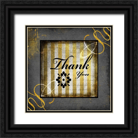 Black And Gold - Thank you 2 Black Ornate Wood Framed Art Print with Double Matting by LightBoxJournal