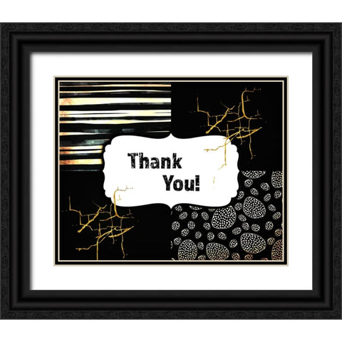 Black And Gold - Thank you 3 Black Ornate Wood Framed Art Print with Double Matting by LightBoxJournal