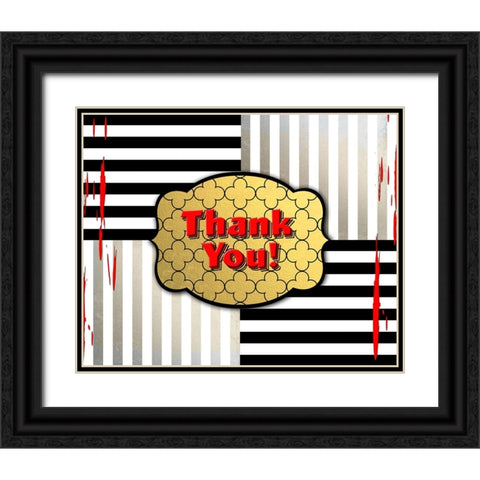 Black And Gold - Thank you 4 Black Ornate Wood Framed Art Print with Double Matting by LightBoxJournal