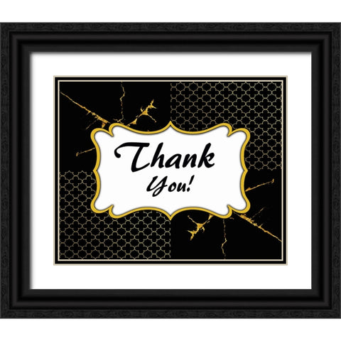 Black And Gold - Thank you 5 Black Ornate Wood Framed Art Print with Double Matting by LightBoxJournal