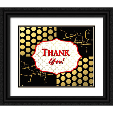 Black And Gold - Thank you 6 Black Ornate Wood Framed Art Print with Double Matting by LightBoxJournal