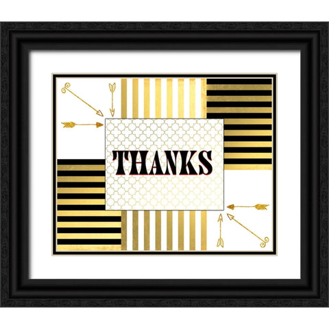 Black And Gold - Thank you 8 Black Ornate Wood Framed Art Print with Double Matting by LightBoxJournal