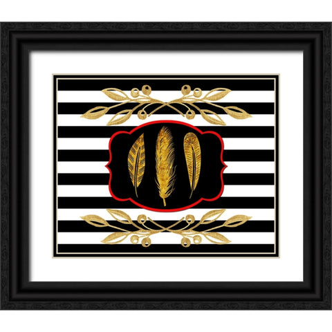 Gold Hello Beautiful feather Black Ornate Wood Framed Art Print with Double Matting by LightBoxJournal