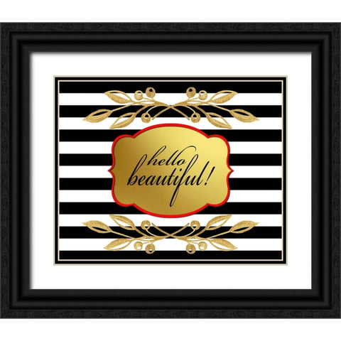 Gold Hello Beautiful Black Ornate Wood Framed Art Print with Double Matting by LightBoxJournal