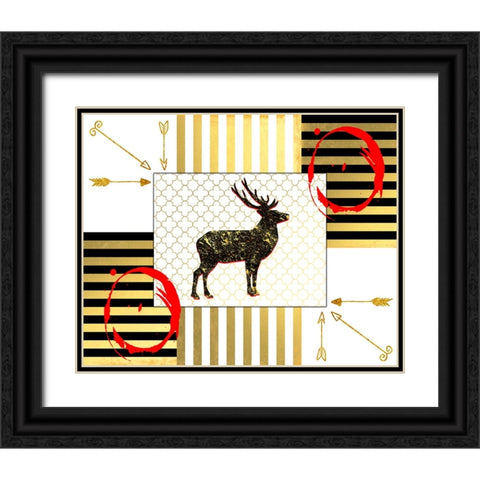 Gold Love Stag Right Black Ornate Wood Framed Art Print with Double Matting by LightBoxJournal