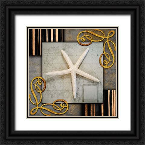 Gold Sea Scape 3 Black Ornate Wood Framed Art Print with Double Matting by LightBoxJournal