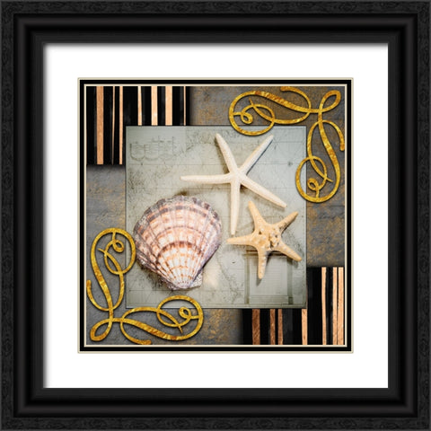 Gold Sea Scape 4 Black Ornate Wood Framed Art Print with Double Matting by LightBoxJournal