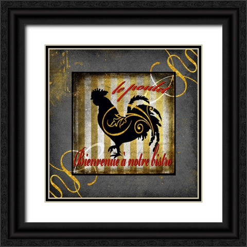 Gold Welcome To Our Bistro Chicken 1 Black Ornate Wood Framed Art Print with Double Matting by LightBoxJournal