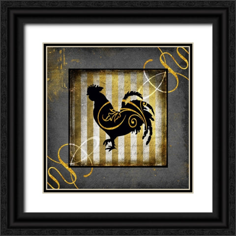 Gold Welcome To Our Bistro Chicken 2 Black Ornate Wood Framed Art Print with Double Matting by LightBoxJournal