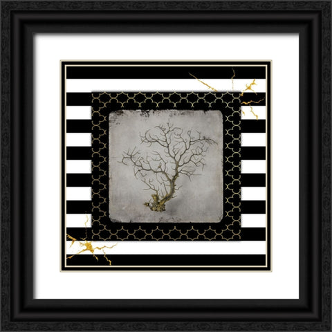 Golden Sea With Stripes 4 Black Ornate Wood Framed Art Print with Double Matting by LightBoxJournal