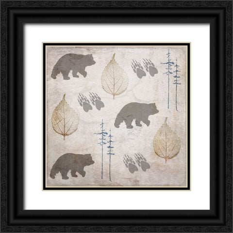 Moose Lodge Pattern Bear Black Ornate Wood Framed Art Print with Double Matting by LightBoxJournal