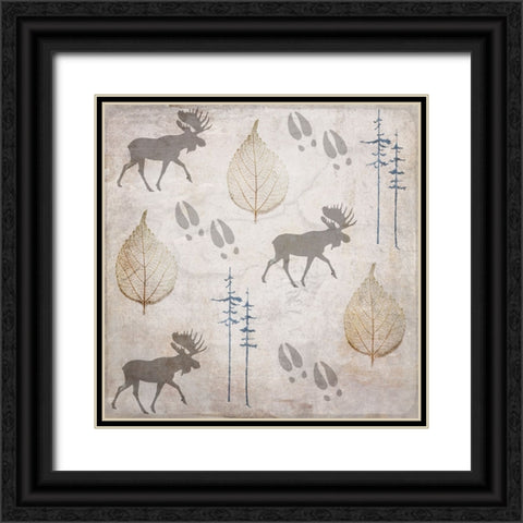 Moose Lodge Pattern Black Ornate Wood Framed Art Print with Double Matting by LightBoxJournal
